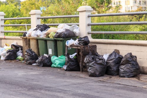 Separate bins for different types of construction waste